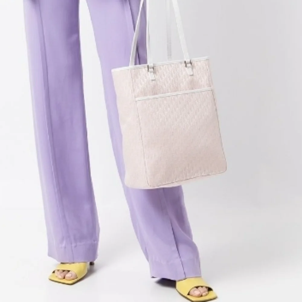 Dior Light Pink Quilted Tote with White Straps